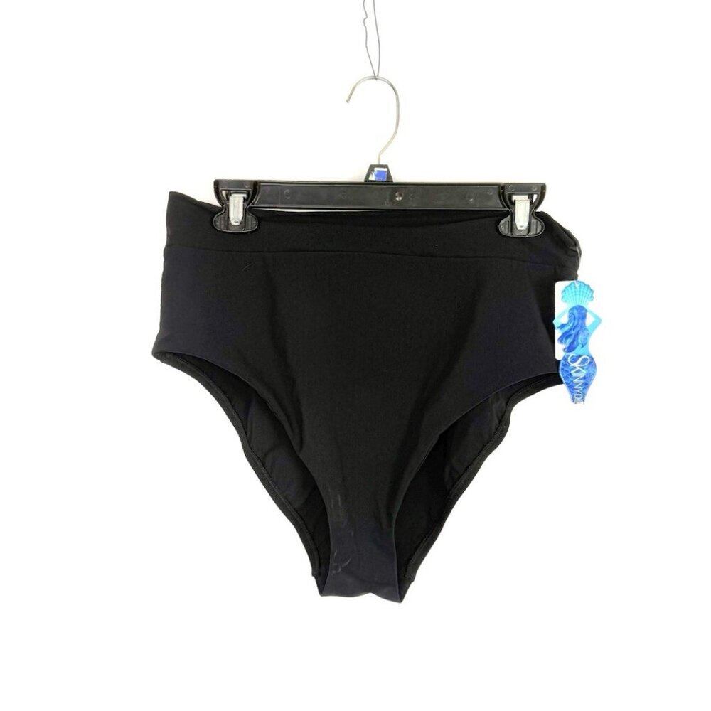 Skinny Dippers Women’s Black High Rise Bikini Bottom Size XL